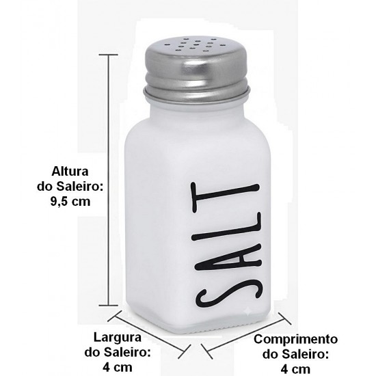 Saleiro 80ml Branco Manhattan em Vidro e Inox Hauskraft